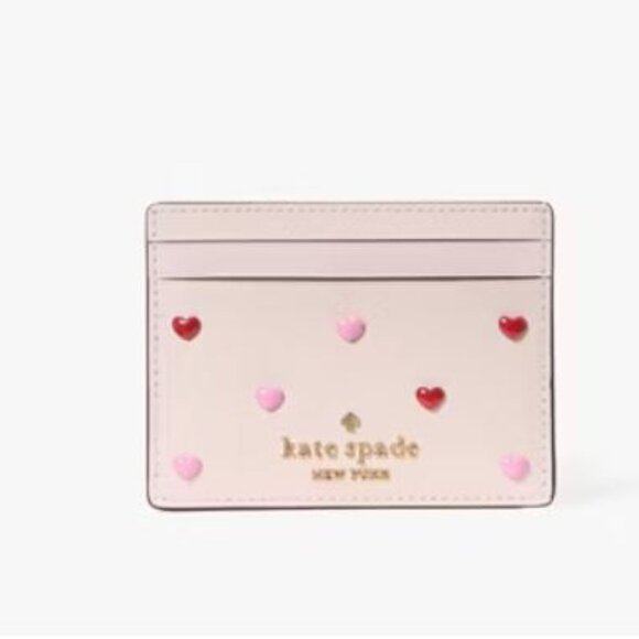 Kate Spade Boxed Madison Heart Studs Small Slim Card Holder NWT KK200